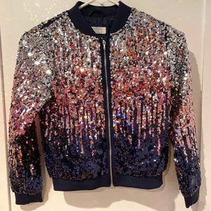 Girl's Bomber Jacket with Sequins